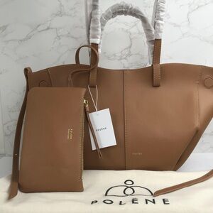 Tan Leather Tote and Wallet Set